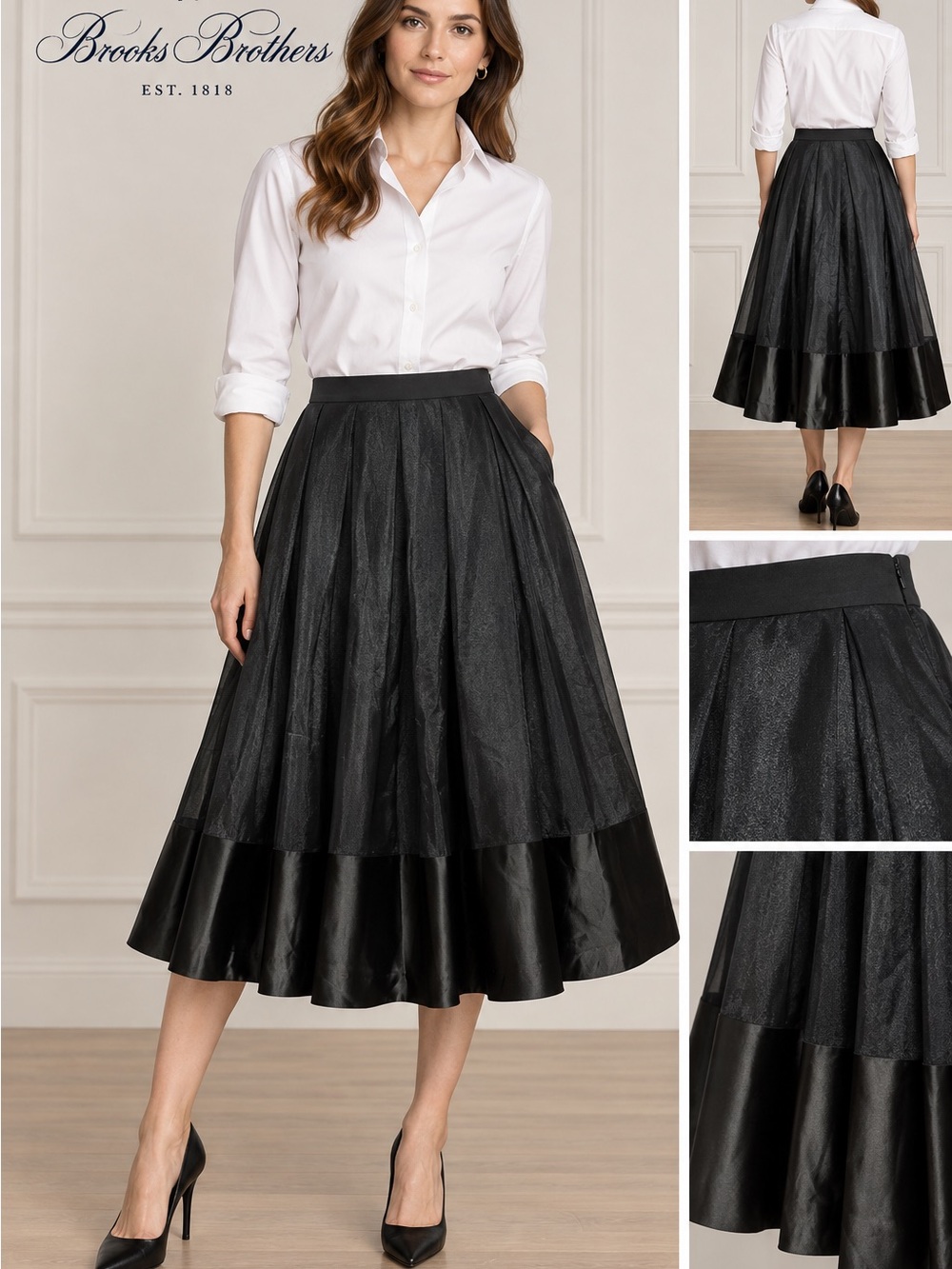 Brooks Brothers Black A-Line Skirt size 8 - Picture 2 of 7